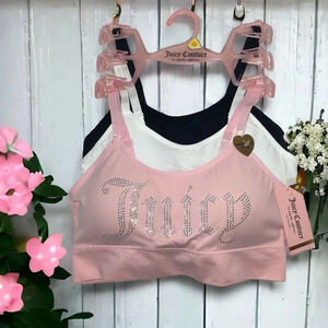 Juicy Couture Convertible Black, White, Pink Bralette Bra Set Size Small